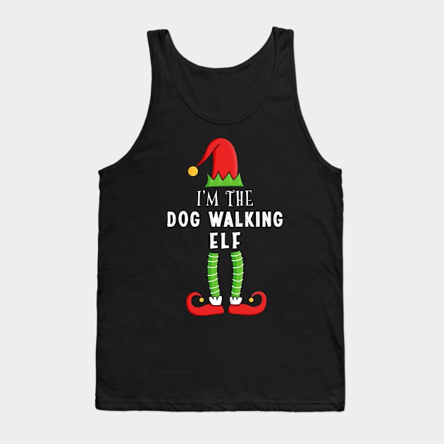 Dog Walking Elf Christmas Matching Family Gift Tank Top by qwertydesigns